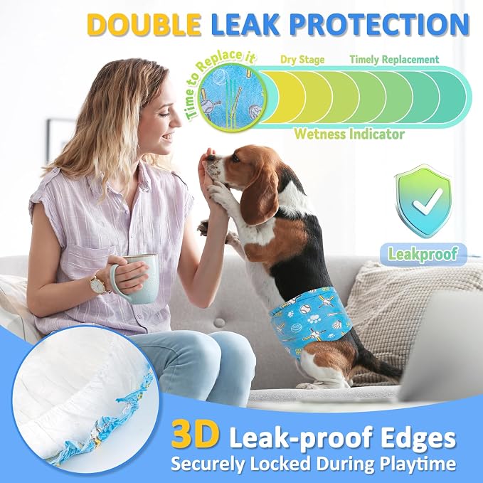 Dono Dog Diapers Male 20ct, Widened Disposable Male Dog Wraps, Super Absorbent Doggie Belly Bands with Wetness Indicator, Leak-Proof Puppy Pampers for Incontinence Excitable Urination, Large