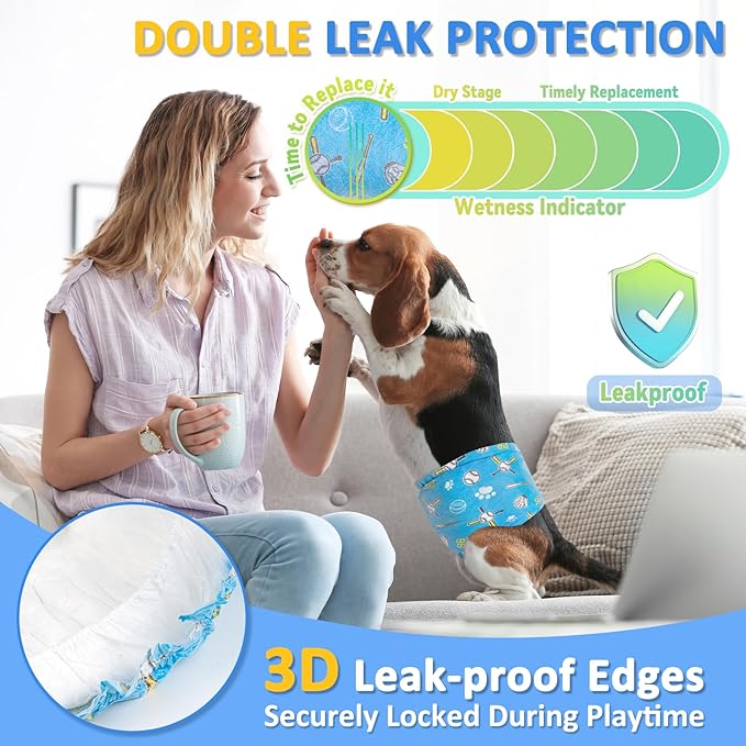 Dono Dog Diapers Male 40ct, Widened Disposable Male Dog Wraps, Super Absorbent Doggie Belly Bands with Wetness Indicator, Leak-Proof Puppy Pampers for Incontinence Excitable Urination, X-Small