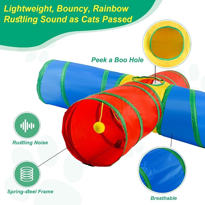 24PCS Cat Wand, Cat Tunnel & Cat Spring Toy Set for Indoor Cats