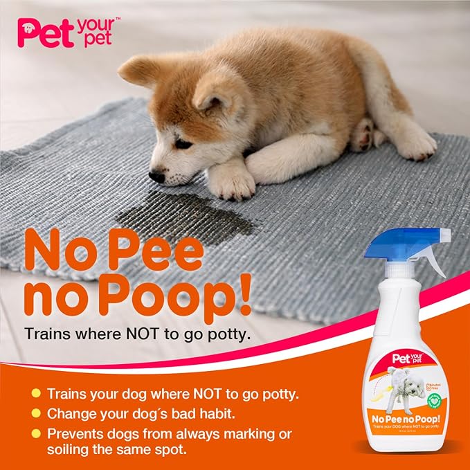 Dog Potty Training Spray No Pee No Poop, 16 Fl Oz, Non Toxic Spray for Dogs Only, Natural Pee Deterrent, Prevents Urine Marking and Pooping, Indoor Outdoor House Training Aid