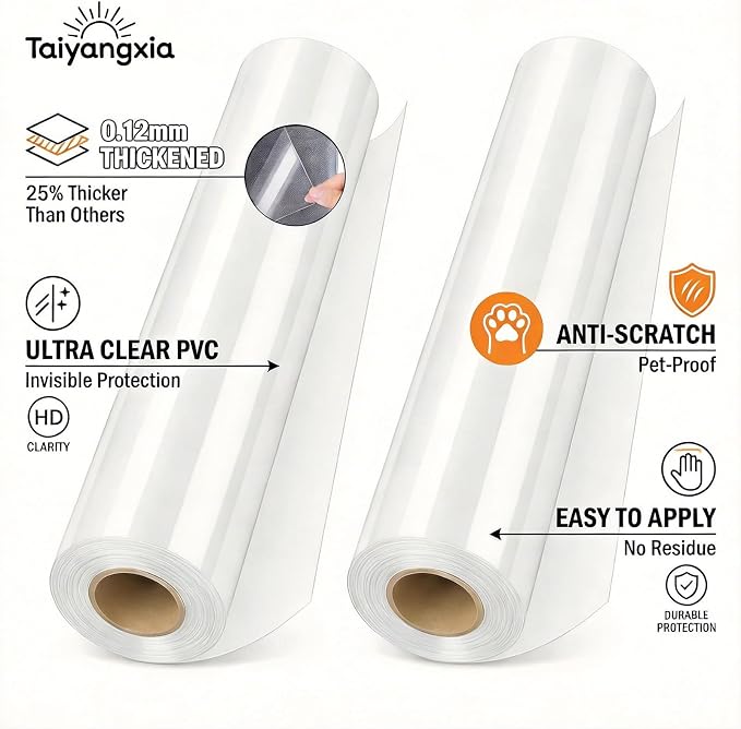 2 Pack Anti-Cat Scratch Furniture Protector, Single-Sided Sticky Couch Protector for Cats Claws,Cat Scratch Furniture Protector,Cat Scratch Furniture Door Protector for Sofa Tables (196.85" x 11.81")