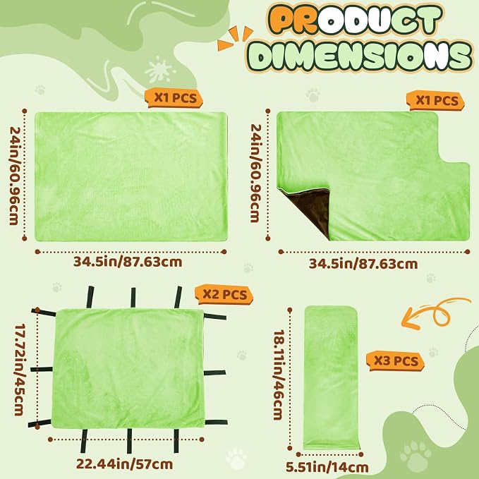 Talltalk 7 Pack Ferret Cage Liner Accessories Washable Ferret Pet Pads Bedding Cage Accessories Kit for Small Animals Hamster Rats Chinchillas Hedgehogs Guinea for Hide Play and Sleep