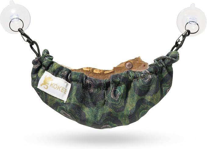 Gecko Accessories for Crested Gecko Tank Accessories and Reptile Hammock Used for Gecko Hide (100% Polyester, 7.5 inches x 2 inches, one Hammock and Suction Cups) (Tree Ring)