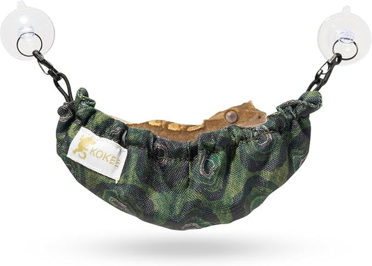 Gecko Accessories for Crested Gecko Tank Accessories and Reptile Hammock Used for Gecko Hide (100% Polyester, 7.5 inches x 2 inches, one Hammock and Suction Cups) (Tree Ring)