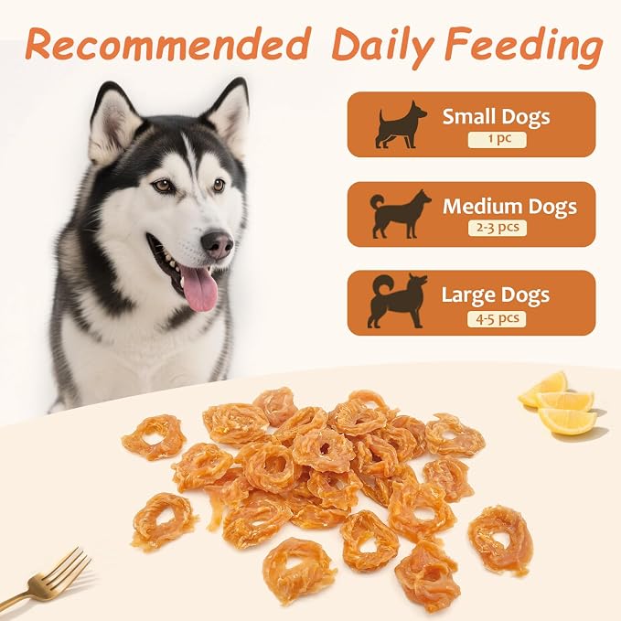 Chicken Rings Dog Treats 1.35 Pound, Real Chicken Jerky Rawhide-Free Soft Chews, Natural High Protein Limited Ingredient Training Snacks for Small Medium Large Dogs