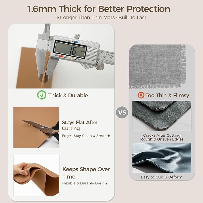 Extra Large Silicone Mat for Countertop & Table with Gift Tube Packaging, Thickened Non-Slip Heat Resistant Table Protector, Cuttable Waterproof Kitchen Prep & Kids Craft Mat
