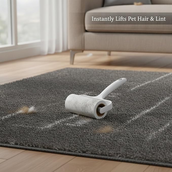 Lint Roller with Replaceable Sticky Refill, PP Plastic Handle for Pet Hair and Lint Removal from Clothing and Furniture