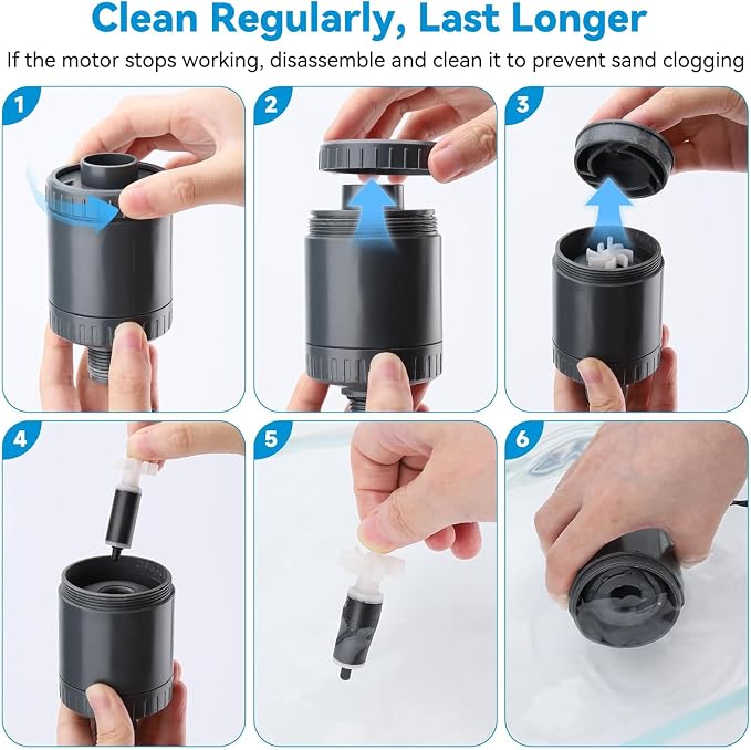fishkeeper Electric Aquarium Gravel Cleaner, 6 in 1 Automatic Fish Tank Cleaning Tools Gravel Vacuum for Aquarium, Suitable for Water Change Wash Sand Water Circulation Adjustable Flow (25W, 265GPH)