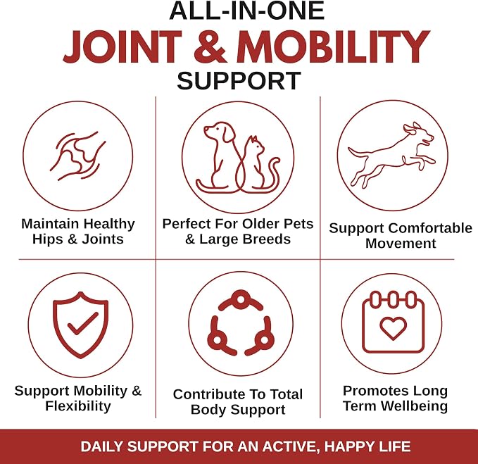 Wholistic Pet Organics - Hip and Joint Supplement for Dogs & Cats - Cat and Dog Joint Supplement - Green Lipped Mussels, Chondroitin, Glucosamine for Dogs & Cat Mobility Support - 2 Lb - 90 Scoops