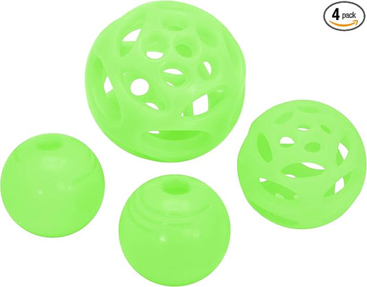 Chew King by Mammoth Glow-in-the-Dark Dog Fetch Balls (4-Pack Combo), Lattice & Rubber Fetch Toys for Night Play, High Bounce, Rechargeable Under Any Light, Multiple Sizes