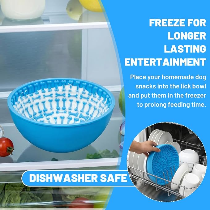 4 Pcs Dog Lick Bowl, Silicone Slow Feeder Wobble Bowl Set for Boredom & Anxiety Relief, Interactive Enrichment Mat for Fast Eaters, Promotes Oral Health, Non-Slip & Dishwasher Safe