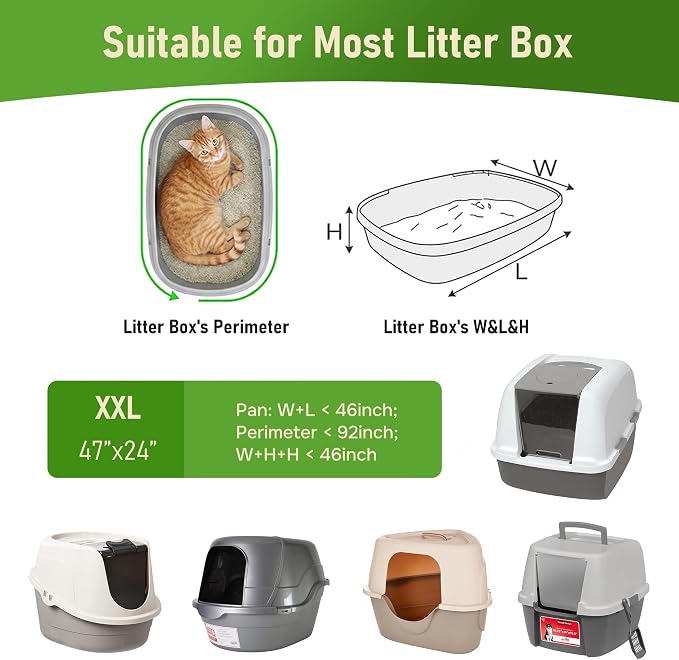 ZOMISIA Cat Litter Box Liner XL - 15 Count 47" x 24" Jumbo Litter Bags with Drawstring, Extra Thick Kitty Litter Pan Liners Tear Resistant Heavy Duty, Easy Clean up for Litter Tray, Unscented
