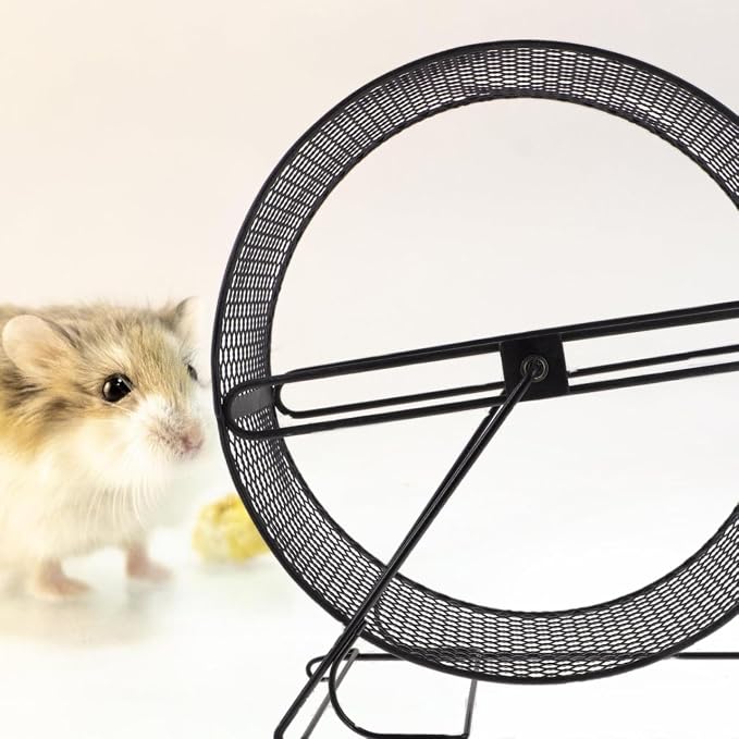 Mikikit Silent Hamster Running Wheel 11.02×10.23×5.90In Metal Mesh Track Quiet Exercise Toy for Hedgehogs Squirrels Guinea Pigs Indoor Cage Play
