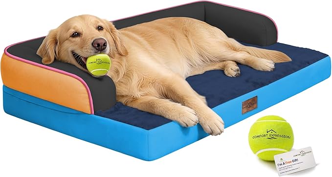 Comfort Expression Extra Large Dog Bed Orthopedic - XL Orthopedic Dog Beds Waterproof Pet Couch Memory Foam Sofa Bolster with Removable Cover - 42 x 30