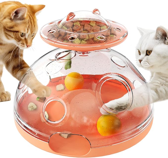 KADTC Cat Puzzle Toy, Large Size, 2 Ways to Play, Spin Treat Dispenser & Foraging Balls for Indoor Cats, Kitten Enrichment Toy, Interactive Brain-Teasing Game