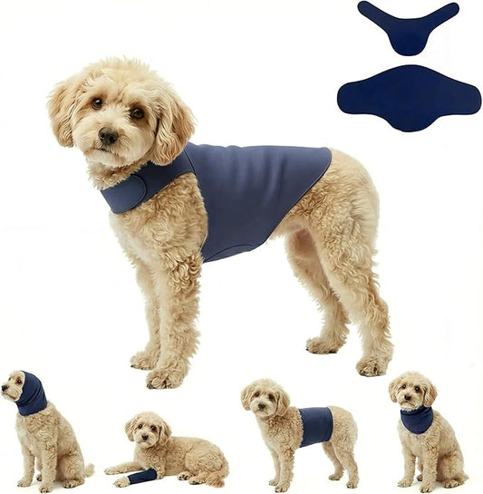 DAJIDALI® Dog & Cat Anxiety Vest & Spay Recovery Suit – Silent Adjustable Calming Wrap for Surgery & Thunderstorms – 2-Piece Cone & Recovery Onesie Alternative