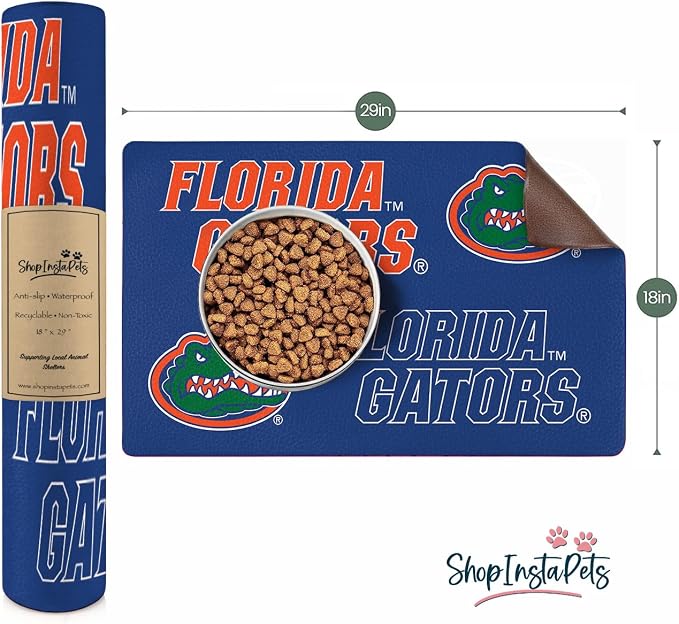 Florida Gators Officially Licensed Food and Water Mat for Dogs and Cats | 18" x 29" | Non-Slip | Water-Proof