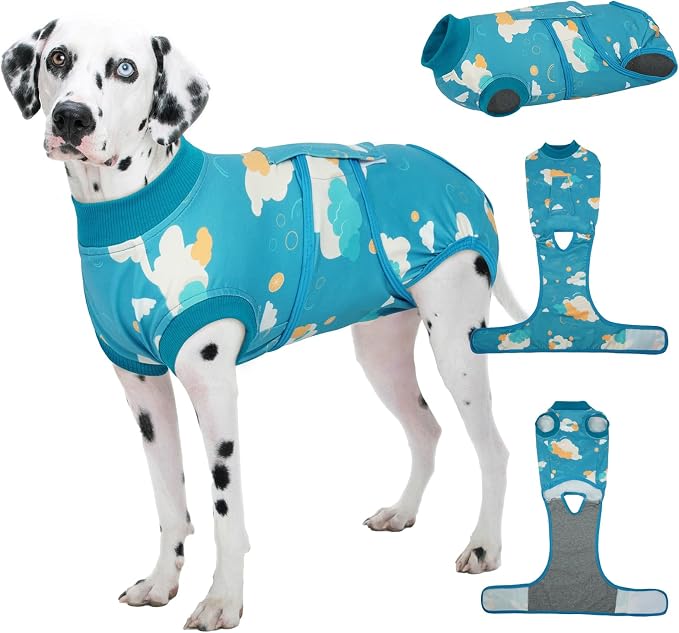 Kuoser Dog Surgery Recovery Suit, Pet Recovery Suit for Dogs Female Male Spay Neuter, Anti-Licking Dog Surgical Onesie for Abdominal Wounds Skin Issues, Dogs Bodysuit Cone E-Collar Alternative, L