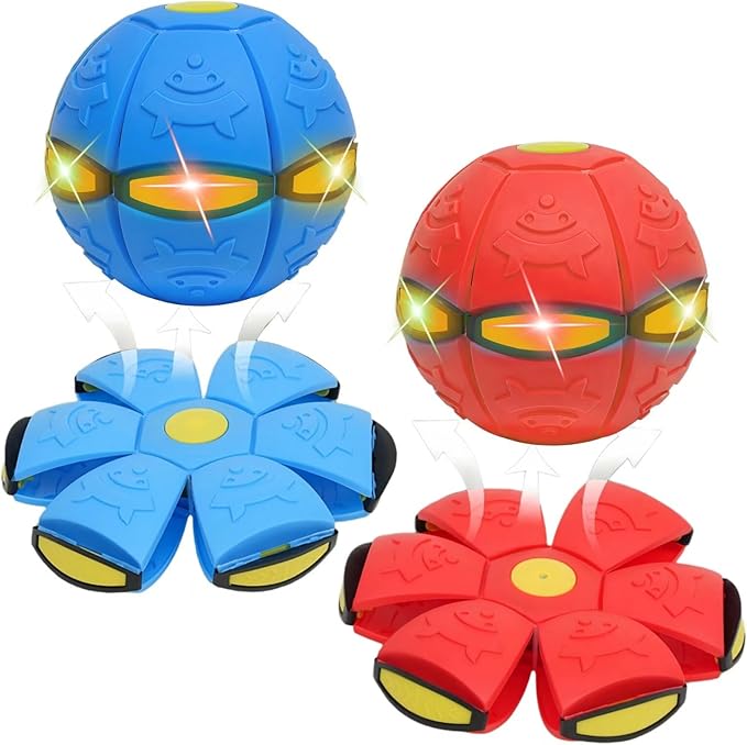 2pc 2-in-1 Dual Form Freely Switchable Magic Bouncing Ball Toy with Six Light Suitable for Indoor & Outdoor