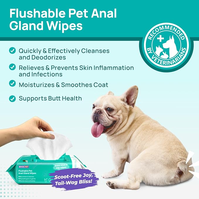 HICC PET Wipes for Dogs & Cats - 400 Counts, Vet Recommended Cleaning Deodorizing & Soothing Allergy Infections Anal Gland Wipes, Hypoallergenic Hydrating & Nourish Fur Dog Wipes for Paw and Butt