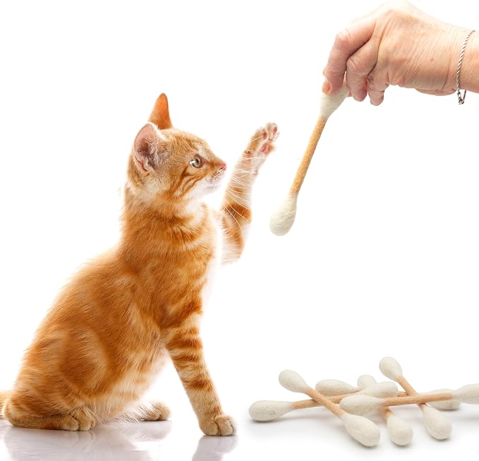 Glaciart One Swabs Cat Toys with Catnip - 12 Pk | Durable for Chew, Cute Cat Toys Interactive Kitty for Boredom, Exercise, & Play | Filled w/Organic Catnip for Anxiety & as Digestive Aid | Gift Idea