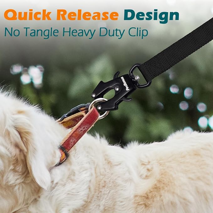 PetBonus Heavy Duty Tactical Dog Leash and 2-Pack Large Silicone Collapsible Dog Bowls