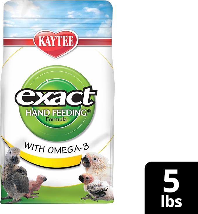 Kaytee Exact Hand Feeding Pet Bird Baby Food For Parrots, Parakeets, Lovebirds, Cockatiels, Conures, Cockatoos, and Macaws, 5 Pound