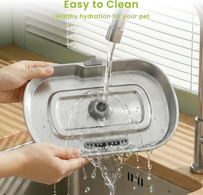 Cat Water Fountain Stainless Steel 108oz/3.2L, Automatic Pet Water Fountain with 3 Filters, Ultra Quiet Water Dispenser for Indoor Cats Dogs, Visible Level Window, Easy to Clean