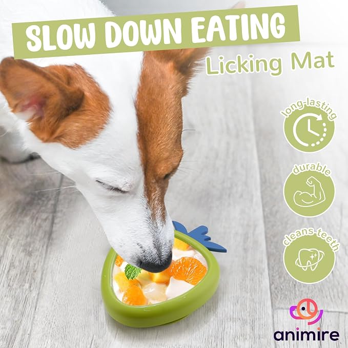 Freeze Dog Lick Bowl, Animire Non-Slip Slow Feeder Lick Mat for Dogs, Silicone Dog Enrichment Bowl for Distraction Anxiety Relief Boredom, BPA Free, Dishwasher Safe(Green,L)