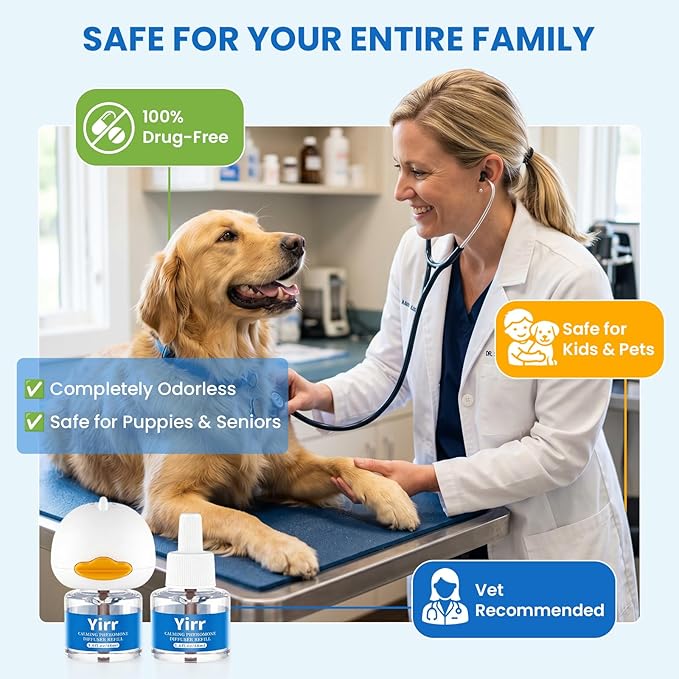 Dog Pheromones Calming Diffuser + Cat Calming Diffuser, Relaxing Pheromone for Cat Dog Relief Stress Anxiety Fighting Scratching