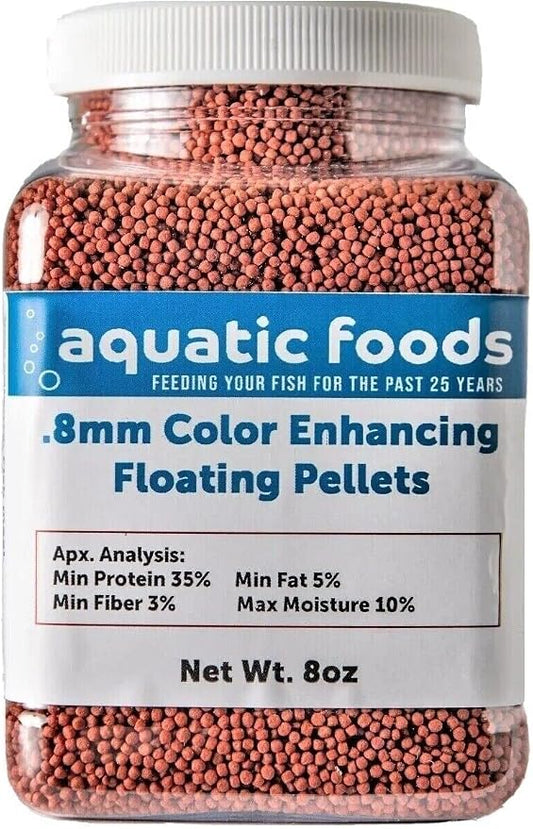 0.8mm Color Enhancing Floating Pellets for Baby Discus, Cichlids, All Tropicals, Koi and Pond Fish…8oz Small Jar