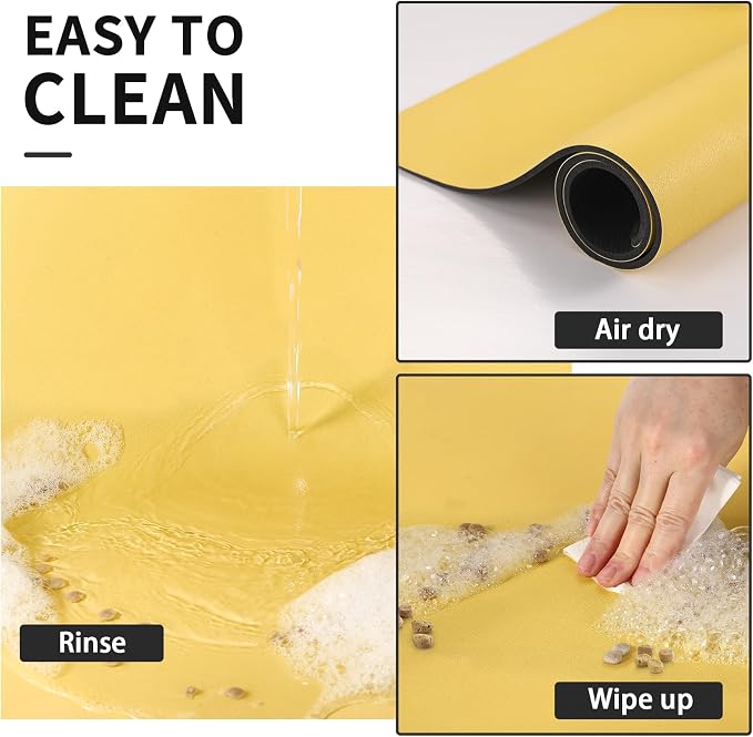 HotLive Dog Food Mat - Absorbent Cat Mat for Food and Water, No Stains Pet Feeding Bowl Mat, Easy to Clean Pet Placemats, Quick Dry Dog Water Dispenser Mat for Messy Drinkers | Paw Yellow 12"x 19"