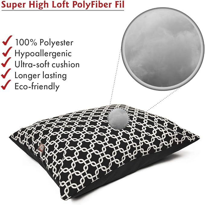 Majestic Pet Rectangle Large Dog Bed Washable – Non Slip Comfy Pet Bed – Dog Crate Bed Super Value Pillow Dog Bed – Dog Kennel Bed for Sleeping - Dog Bed Large Breed 46 x 35 Inch – Links Black