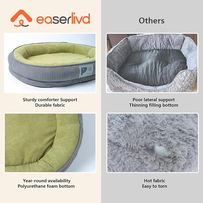 Washable Pet Dog Bed Large Sized Dog,Memory Foam Extra Large Calming Dog Cots Beds for Large Breed Dogs Crate Furniture,XL Dog Bed XXL Indoor Crate Mat with Detachable Bottom and Bolster Cushion