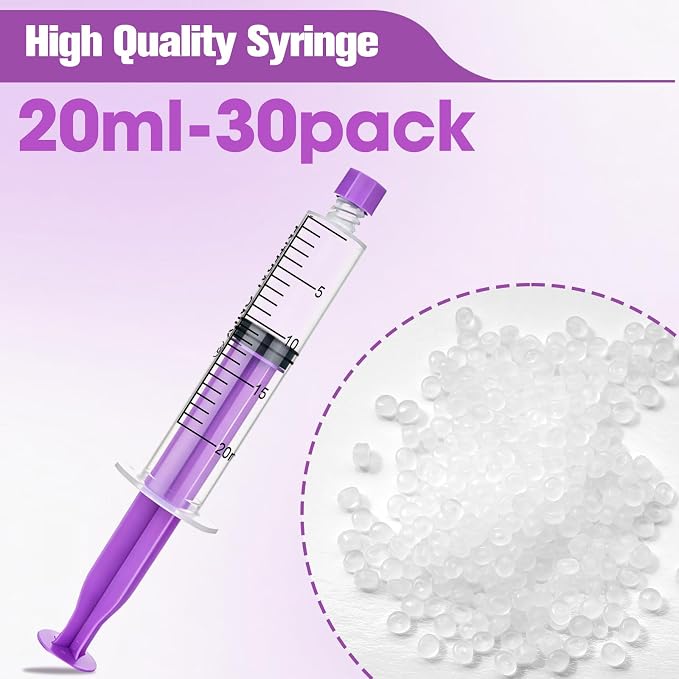 20ml Syringe with Cap, 20cc Plastic Syringes for Liquid, Feeding, Individually Wrapped 30 Pack