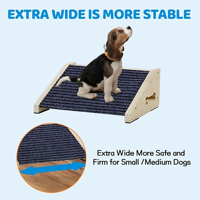 Extra Wide Dog Ramps for Stairs, Wooden Pet Ramp&Stairs for Small Dogs, Non-Slip Pet Steps for Any Staircase, Dog Stair Ramp for Injured Dogs with Anti-Slip Strip, 4 Pack