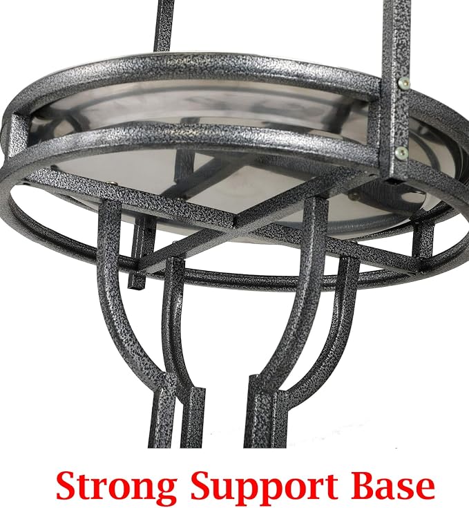 Elegant and Durable Wrought Iron Parrot Bird Play Perch Sturdy 4-Leg Rolling Stand Perch Gym Ground with Removable No Rust Stainless Steel Tray and Feed Cups Toy Hook
