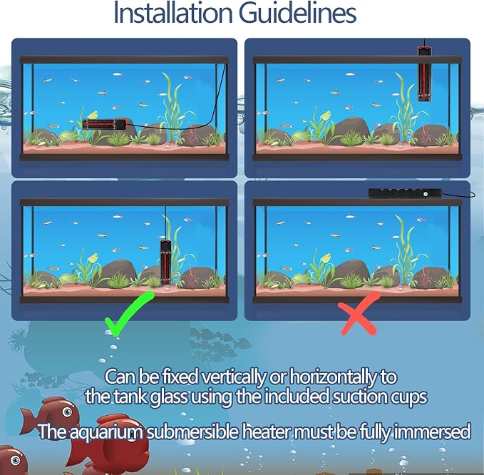 Aquarium Heater 300W/500W/800W/1200W, Submersible Fish Tank Heater with Digital LED Controller and Intelligent Leaving Water Automatically Stop Heating System, for Freshwater and Saltwater (1200W)