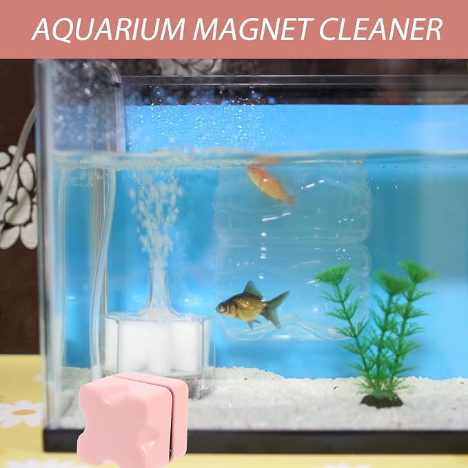 Mipcase Magnetic Fish Tank Brush 1.25 Inch Aquarium Glass with Scraper for Small Fish Tank Accessories and