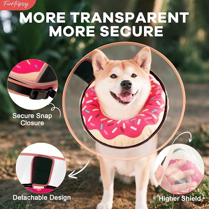 Inflatable Dog Cone Collar with Detachable Sturdy Shield,Soft&Lightweight-Ideal for Post-Surgery Recovery and Daily Wear,Suitable for Small Medium Large Dog Breeds(Donut Pink,XL)