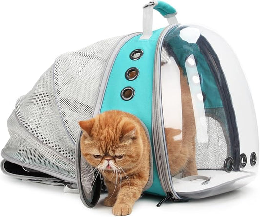 Lollimeow Cat Carrier Backpack, Expandable Bubble Pet Carrier for Cats and Small Dogs, Airline Approved Travel Backpack for Hiking, Walking & Outdoor Adventures - Supports up to 14 lbs