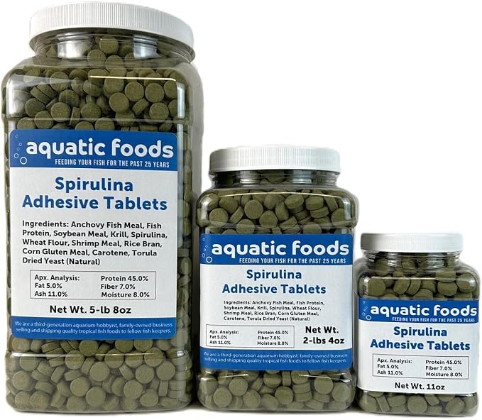1/2" x 3/8" Spirulina Glass Sticking Wafers for Tropical & Community Fish Tetras, Guppies, Angel Fish, Cichlids, Goldfish. All Tropical Fish - WL…11oz Jar