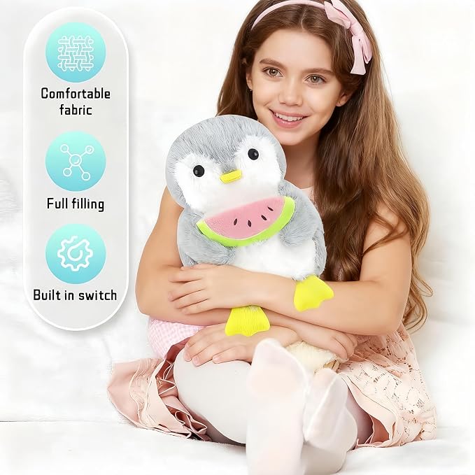 rytopt Breathing Stuffed Animal, Penguin Sloth, Simulated Breathing Sounds, 4 Gear Adjustment, Volume Control, with Music & Lights