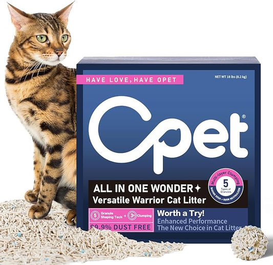 OPET Mixed Tofu Bentonite Multi-Cat Litter,Strong Fast Clumping Kitty Litter,99.9% Dust Free & Low Tracking,High Absorbent & Odor Control,Natural Pet Litter (18lb, White Tea)