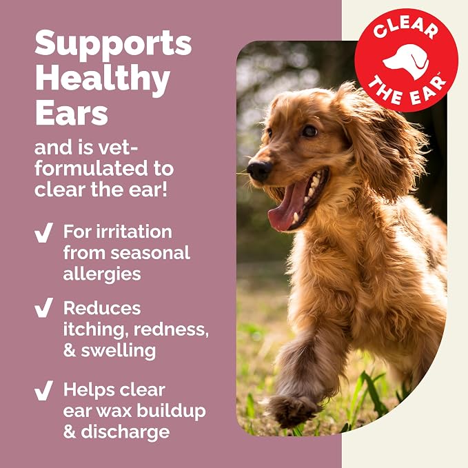 Vetnique Oticbliss Allergy Ear Drops for Dogs & Cats, Otic Ear Solution for Dogs with 1% Hydrocortisone, Itch Relief, Redness, Swelling, Inflammation, Alcohol Free Medicated Drops Chitosan