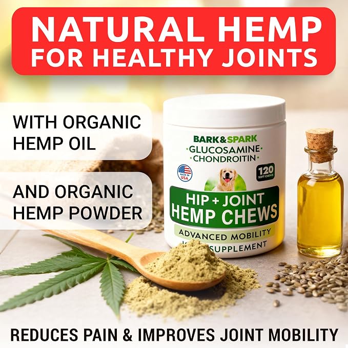 Hemp Chews Dogs Hip Joint Pain Relief - Glucosamine Chondroitin Hemp Treats for Joint Health - Dog Joint Supplement Large Breed & Small - Hemp Oil Pill - Canine Vitamin Treat Old Dog (240Ct/Bacon)