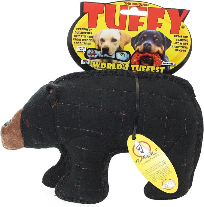 TUFFY - World's Tuffest Soft Dog Toy - Zoo Bear - Squeakers - Multiple Layers. Made Durable, Strong & Tough. Interactive Play (Tug, Toss & Fetch). Machine Washable & Floats