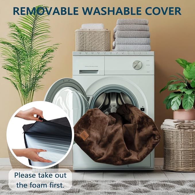 LIORCE Dog Crate Pad - Dog Bed Large Sized Dogs with Removable Washable Cover and Waterproof Lining - XL Memory Foam Pet Bed for Crate - Reversible Kennel Mat (Cool & Warm), 42-inch, Brown