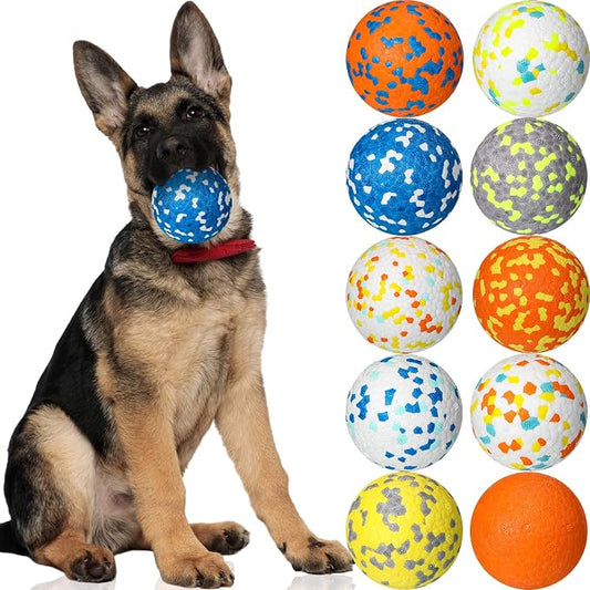 Lenwen 10 Pcs Dog Toy Balls Tennis Ball for Aggressive Chewers Interactive for Large Medium Small Puppy Boredom and Stimulating Bouncy Floating Rubber Toy(3 Inch,Bright Color)