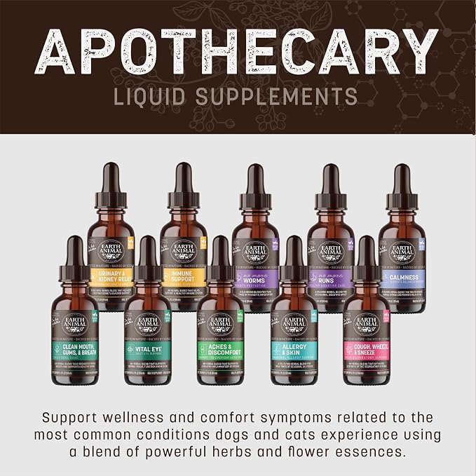Earth Animal Apothecary Liquid Supplement - Calmness Herbal Remedies for Dogs & Cats - 2 fl oz